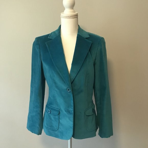 turquoise velvet blazer womens